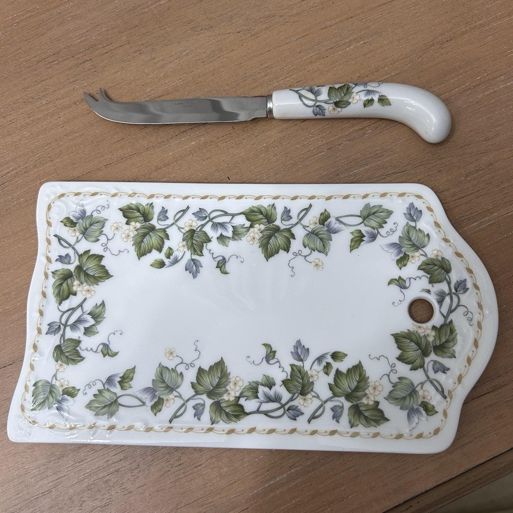 Andrea of Sadec Cheese Plate‎ and Knife Set VTG Flower Pattern